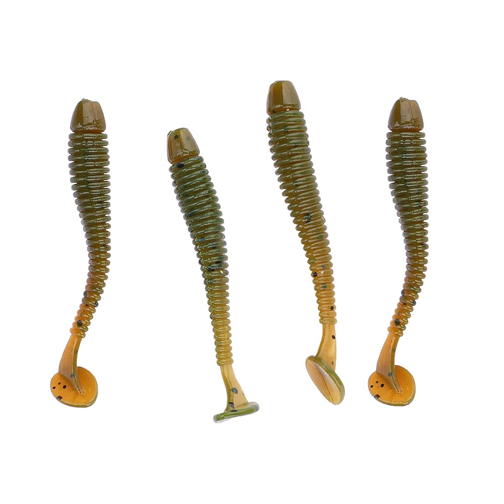 Soft Fishing Lures, 50 Pcs 2 Inch T Tail Grub Worm Baits, Realistic Freshwater Saltwater Tackle Box Accessory for Anglers and Fishing Enthusiasts