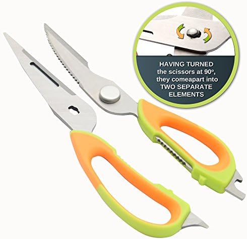 High - Quality Multiple use Stainless Steel Kitchen Shears That Come Apart Best Kitchen Scissors Heavy Duty Knife with Magnetic Holder Multifunction for Gutting Chiken Fish Herbs Poultry