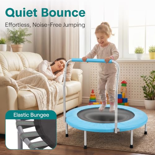 SereneLife Portable & Foldable Trampoline - 36" In-Home Mini Rebounder, Fitness Body Exercise - Updated Version - SLSPT365