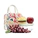 Mziart Insulated Lunch Bag Travel Picnic Box Handbag Waterproof Cosmetic Tote Bag for Women Girls Kids (Flowers)