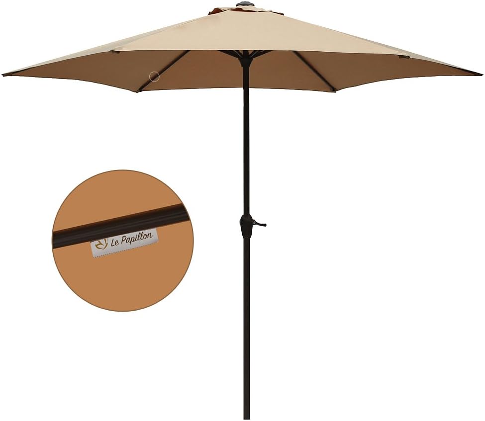 Amazon Com Le Papillon 9 Ft Outdoor Patio Umbrella Aluminum Table Market Umbrella 6 Ribs Crank Lift Push Button Tilt Garden Outdoor