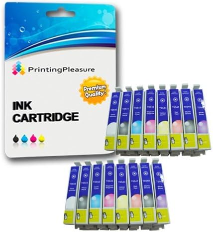 16 (2 SETS) Compatible T0540-T0549 Ink Cartridges for Epson Stylus Photo R800 R1800 - Gloss Optimiser/Photo Black/Cyan/Magenta/Yellow/Red/Matte Black/Blue, High Capacity