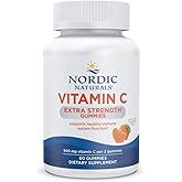 Nordic Naturals Vitamin C Extra Strength Gummies - Tangerine Flavor - 60 Gummies - 500 mg Vegan Vitamin C Supplement - Low-Sugar Immune - Support - 30 Servings