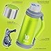 Bago Stainless Steel Double Wall Insulated Personal Water Bottle with Cover for Travel, Fishing & Camping. 1.2L Green Vacuum Infuser, Cup and Carrier for Hot Tea, Cold Alkaline Fruit Juices & More.