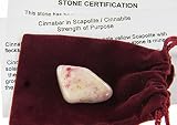 Fundamental Rockhound Products: Cinnabite / Cinnabar in Scapolite Tumbled Stone gemstone crystal with carrying pouch, info card, stone certification (1 Medium)