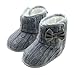 DZT1968 Baby Girl Soft Anti Slip Sole Knit Cotton Bowknot Shoes Snow Boots Socks (12~18 Months, Gray)
