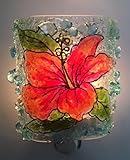 Hibiscus Flower Artisan Made Recycled Glass Tropical Floral Night Light Nightlight Nitelite Original