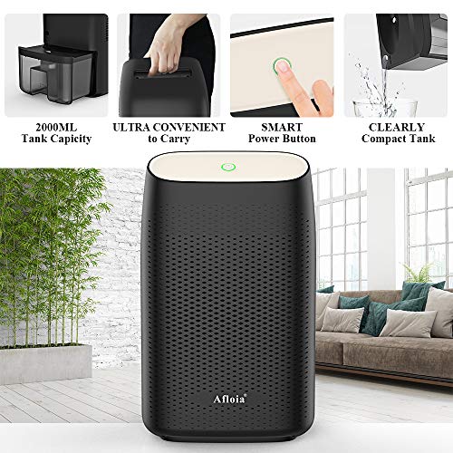 Afloia Dehumidifier for Home, Portable Quiet Dehumidifier Home Electric Dehumidifiers for Bathroom Space Bedroom Kitchen Caravan Office Basement - Thumbnail 3