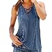 Women Vest Tops,Napoo V-Neck Sleeveless Modal Shirt Tank Tops Blouse T-shirt with Bandage (S, Blue)