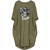 WbJetr My Roots Character Graphic Print Long Sleeve Casual Tunic Dress with Pocket for Women