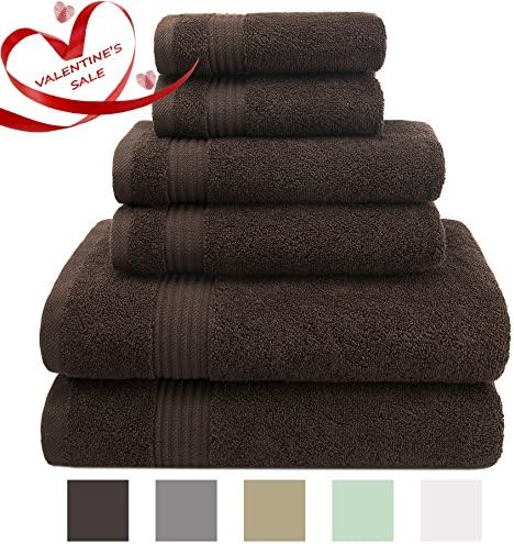 Premium, Luxury Hotel &amp; Spa, Turkish Towels 100% Cotton 6 Piece Towel Set for Maximum Softness and Absorbency by American Veteran Towel, Chocolate Brown