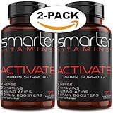 (2 Pack) Brain Support Supplement Promotes Memory + Clarity, Brain Health + Brain Function, Premium Brain Vitamins for Focus W/Bacopa 50%, Alpha-GPC, L-Dopa, L-Theanine, Vitamin B3 + B6