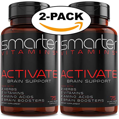 (2 Pack) Brain Support Supplement Promotes Memory + Clarity, Brain Health + Brain Function, Premium Brain Vitamins for Focus W/Bacopa 50%, Alpha-GPC, L-Dopa, L-Theanine, Vitamin B3 + B6