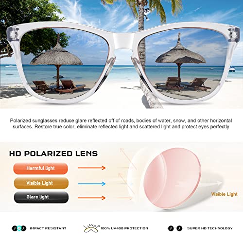 DANAMY Sunglasses Womens Polarized Trendy Sunglasses - Men & Women Mirrored Driving Fishing Sun Glasses with UV400 Protection