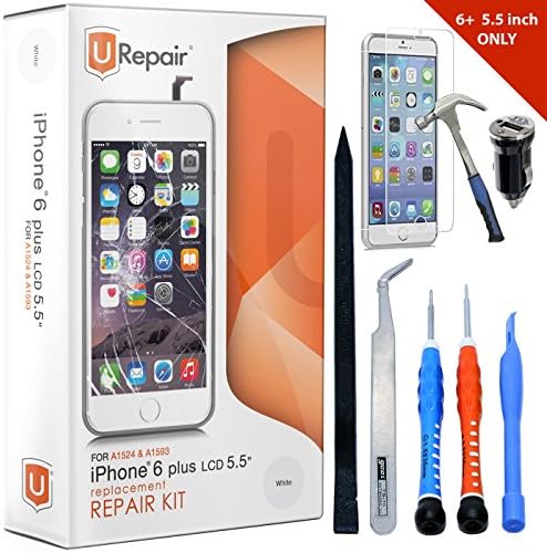iPhone 6 Plus Screen Replacement White LCD Premium Repair Kit with Tools - Easy Manuals Videos and Instructions - FOR iPHONE 6 NOT 6S with USB Car Charger
