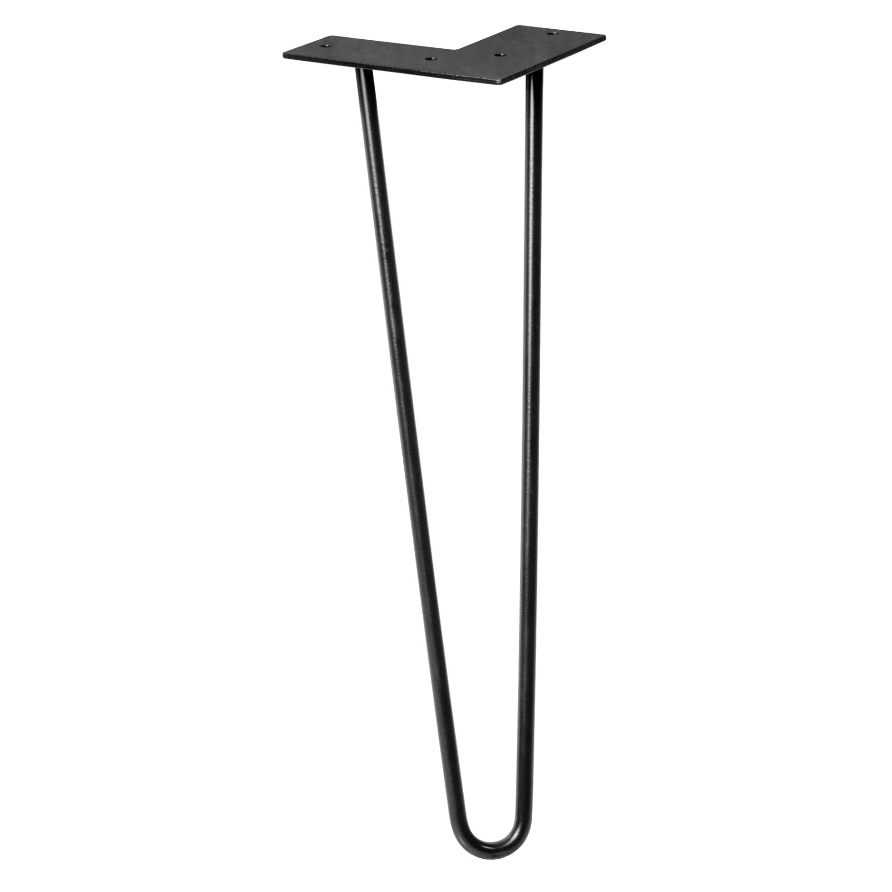 WAGNER furniture leg/table leg/furniture foot - HAIRPIN LEG - retro style - steel powder-coated black, 12 x 12 x 40 cm, leg conical/sloping, with integrated screw-on plate - 12824001