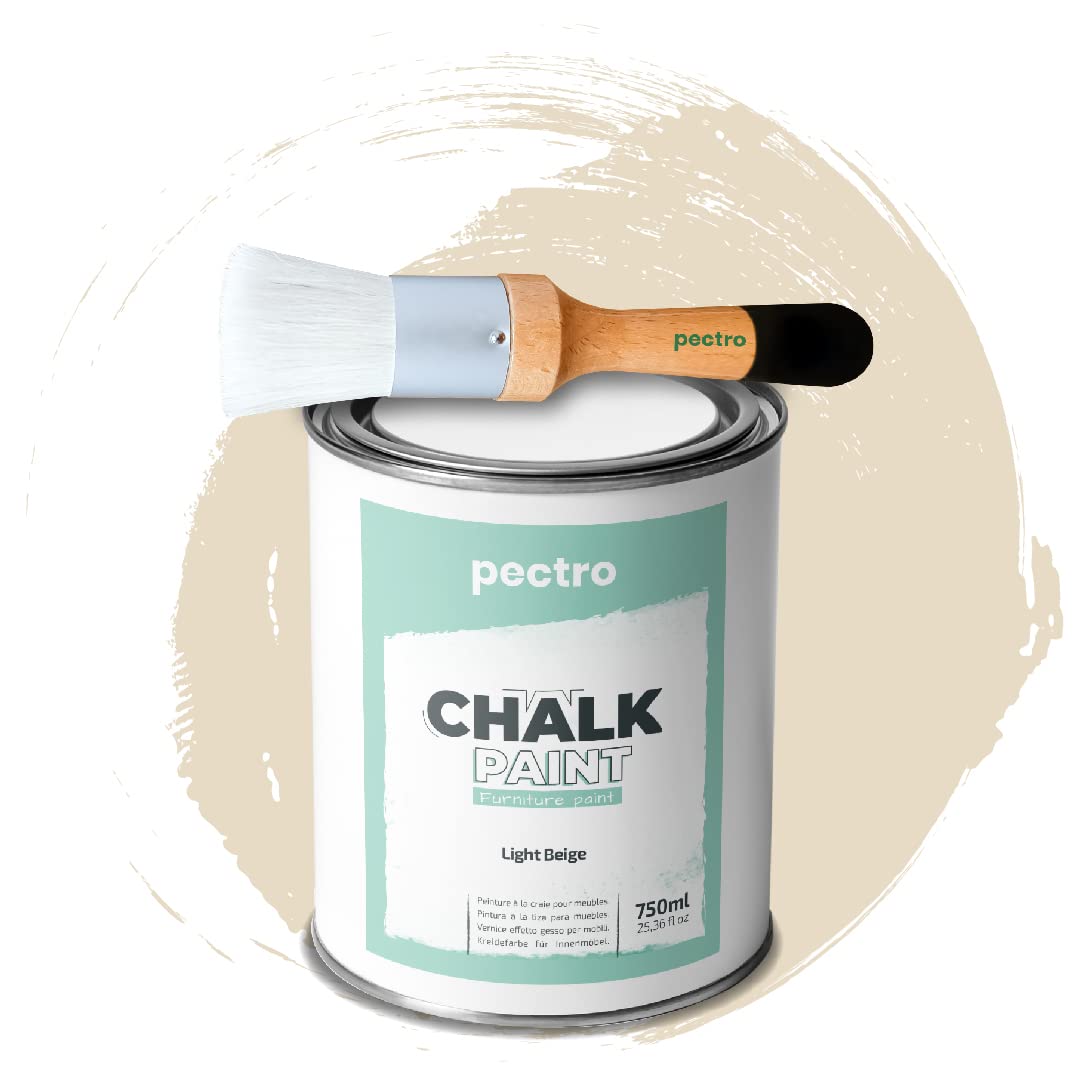 Photo 1 of Chalk Paint for Furniture 25 fl.Oz. (750ml) + Special Chalk Paint Brush - Furniture Paint no Sanding or Priming - Chalk Finish Wood Paint - DIY Projects Home Decor & Improvement (LIGHT BEIGE)