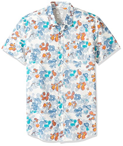 Quiksilver men s only flowers button down shirt, birch …