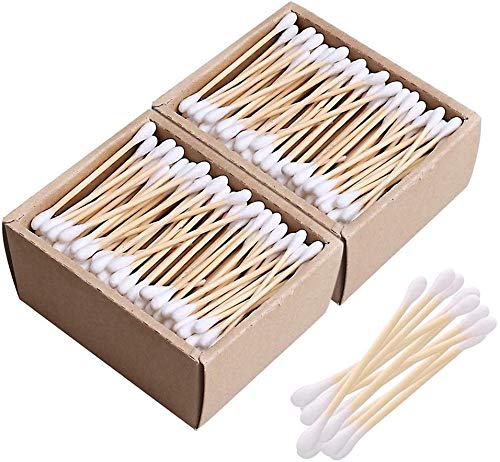 CS Beauty - 300 Eco Friendly Bamboo Earbuds Cotton Swabs - Plastic Free Baby Cotton Buds Biodegradable - Ear Buds for Makeup, Crafts, Cleaning, & Baby Hygiene, white