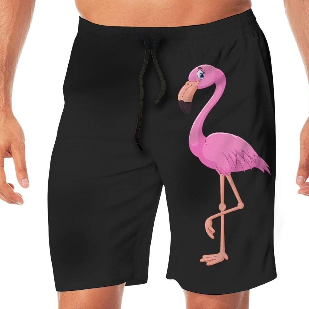 LLiopn Mens Swim Shorts Pink Flamingo Summer Vacation Beach Board Short