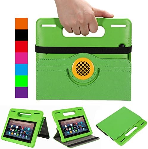 All-New Fire HD7 2017 Tablet Case, TUYOO Kids Shock Proof Protective Cover Case with 360 Degree Rotating Stand for Amazon All-New Fire 7 Tablet (For Fire 7 2015/2017, Green)