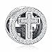 925 Sterling Silver CZ Cross Charms with God All Things are Possible Fit European Snake Bracelets