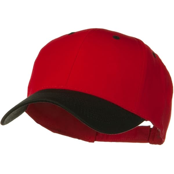 2 Tone Brushed Bull Denim Mid Profile Cap - Black Red OSFM
