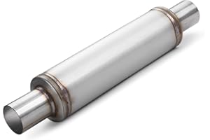 A-KARCK 2.25" Inlet Exhaust Resonator, 2.25" Inlet 2.25" Outlet 20" Overall Length Resonator Stainless Steel