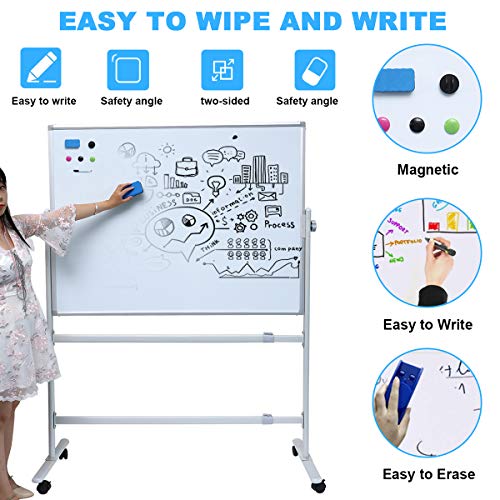 Mobile Whiteboard 48 x 32 Inches Double Sided Dry Erase