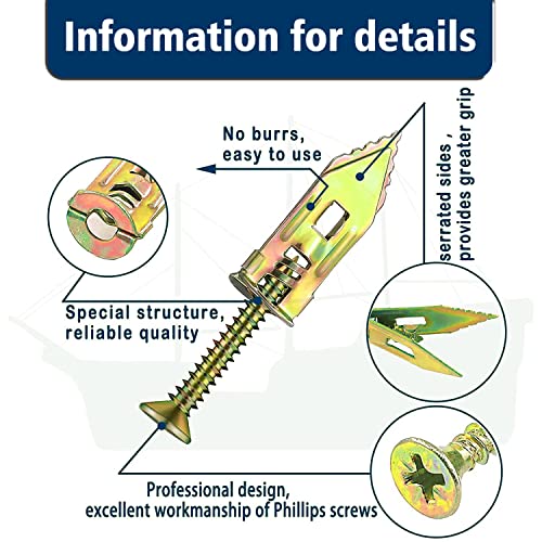 200Pcs Drywall Anchor Kit, Steel SelfDrilling Anchors with Zinc Plated