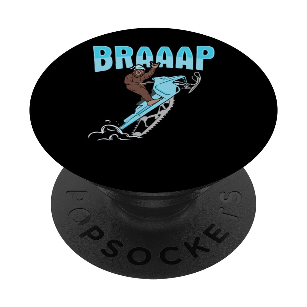 Bigfoot Snowmobile Braaap Design for a Trail Snowmobiler PopSockets Adhesive PopGrip