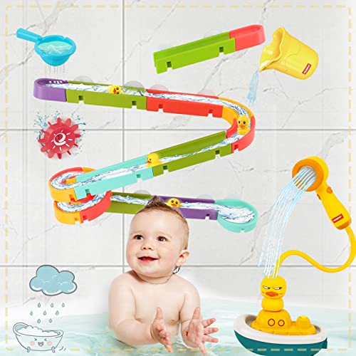 Bath Toy, HENGPHY 39PCS Bathtub Toys with Marble Run, Automatic Shower