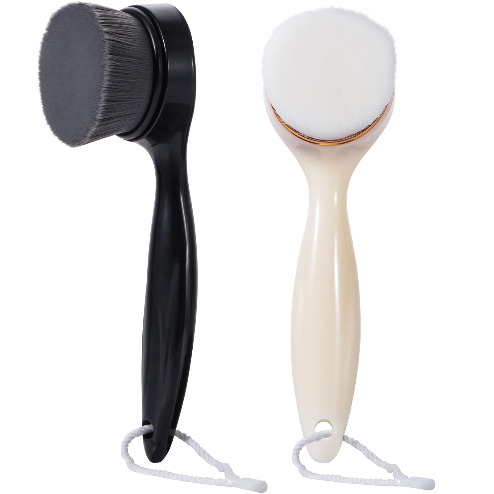 Yebeauty Soft Bristle Face Scrubber, Facial Cleansing Brush with Lanyard, Exfoliating Brush for Deep Cleansing and Removing Make-up, Cleansing and Massage, Suitable for All Skin Types, Beige+Black