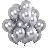 Metallic Silver Balloons, 10 Inch Latex Balloons (20 Pack) – Premium Chrome Party Balloons for Weddings, Birthdays, and Celebrations