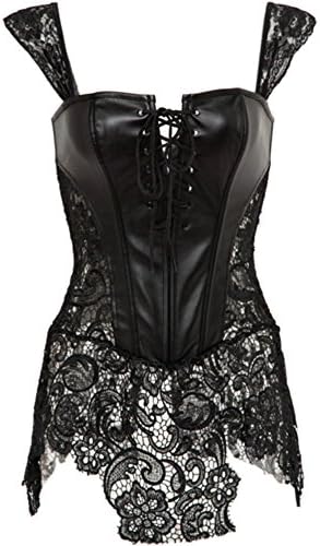 Plus Size S-6XL Faux Leather Overbust Corsets and Bustiers Lingerie Club Wear