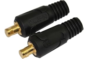 RIVERWELD TIG Welding Cable Panel Connector Plug DKJ35-50 315Amp with Black Colour Dinse-Style Quick Fitting Pack of 2