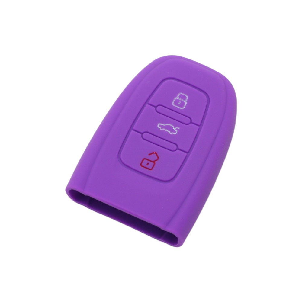 BROVACS Silicone Cover Protector Case Holder Skin Jacket Compatible with AUDI 3 Button Smart Remote Key Fob CV9821 Purple