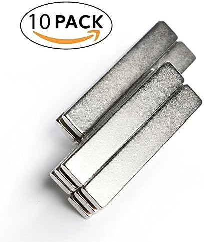 Rare Earth Powerful N52 Grade Neodymium Bar Magnets - Strong and 27 lbs pulling force, 60 x 10 x 3 mm, Pack of 10