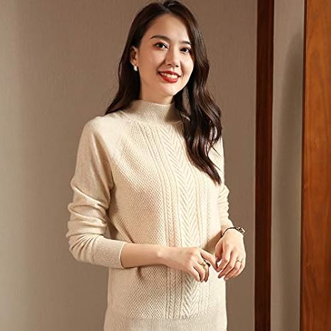 Amazon Co Jp G Y Xuan 女性のセーター純粋なラウンドネックウールセーター の女性は 女性の引き抜きを圧着暖かいloのニットセーター Couleur ベージュ Expedie De China ホーム キッチン