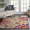 Nourison Aloha Red Multicolor Easy-Care Indoor-Outdoor Rug 5'3" x 7'5", 5'3"X7'5", Multi