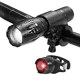 AMAZER Super Bright Tactical Flashlight Bike Light Set with Water Resistant 5 Modes Zoomable CREE LED Portable Flashlight Front Light & 3 Modes Bike Tail Light, Easy to Install Headlight and Taillight