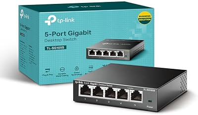 TP-Link TL-SG105S 5 Port Gigabit Switch 1 to 4 Splitter Desktop Wall-Mount