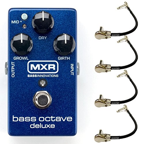 MXR M288 Bass Octave Deluxe Effects Pedal Bundle with 4 MXR Right Angle Patch Cables