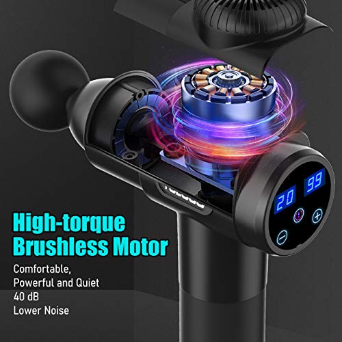TOLOCO Massage Gun, Upgrade Percussion Muscle Massage Gun for Athletes, Handheld Deep Tissue Massager (Black) - Image 3