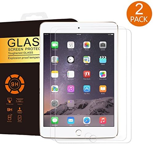 UTHMNE 2-Pack iPad Mini Screen Protector, 0.33MM Slim And 9H Hardness Bubble Free, Anti-Fingerprint, Oil Stain&amp;Scratch Coating for Apple iPad Mini 1/2/3 All Models
