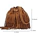 FXTXYMX Fringe Purse Vintage Suede Tassel Shoulder Bucket Bag Crossbody Bag Handbag for Woman and Teen Girls (Orange Brown)