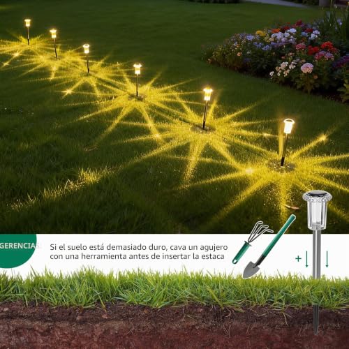 sylvwin LED Solar Garden Lights, Solar Lights Outdoor Garden, 10 Pack Warm White Solar Garden Lights, IP44 Waterproof for Lawn, Outdoor, Garden and Yard