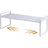 Expandable Cabinet Shelf Organizer Riser for Kitchen Pantry Cupboard Under Sink Countertop (white, 8.2’’D * 12.2-21.6’’W * 7.7’’H)
