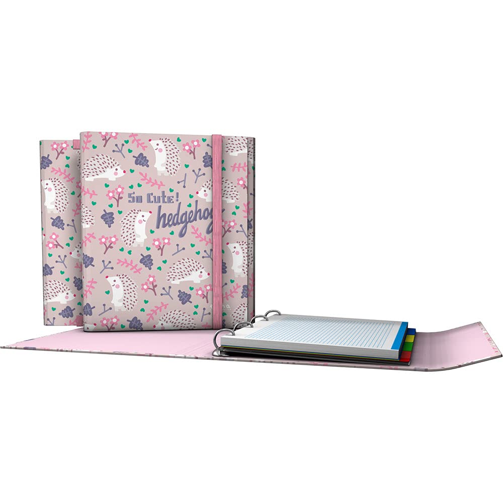 Grafoplás 88212636 4 Ring Binder with Flap, A4, Flap and Elastic Closure, Includes Refills and Dividers, Carpeplus Elena Corredoira Hegdehog