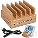 InkoTimes Bamboo Wood Charging Station - Best 5 Port Fast Charging Station for Multiple Devices - Perfect for Kindle Fire Smart Phone iPhone X iPad Tablets Home Family Office or Gift Giving primary